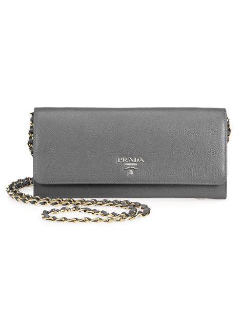 prada logo plaque chain wallet|Prada saffiano wallet on chain.